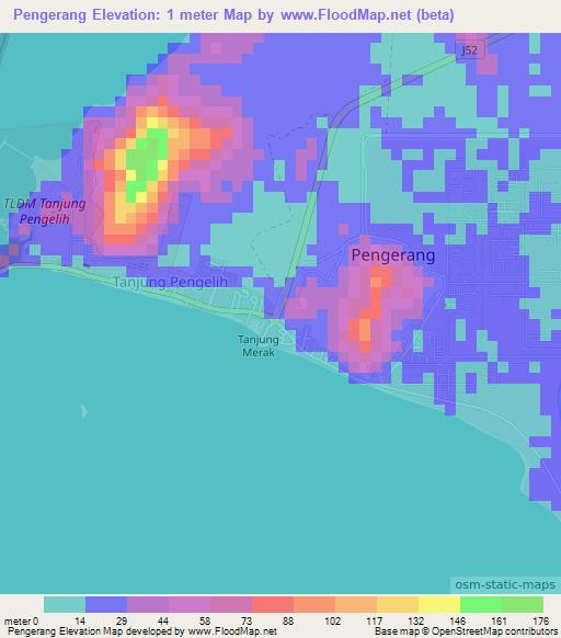 Pengerang,Malaysia Elevation Map