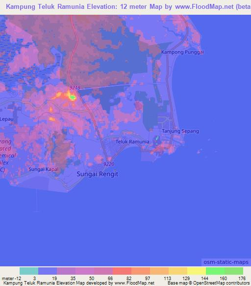 Kampung Teluk Ramunia,Malaysia Elevation Map