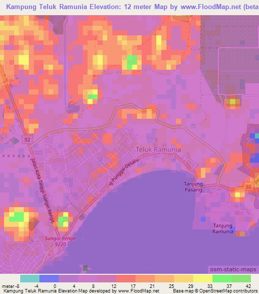 Kampung Teluk Ramunia,Malaysia Elevation Map