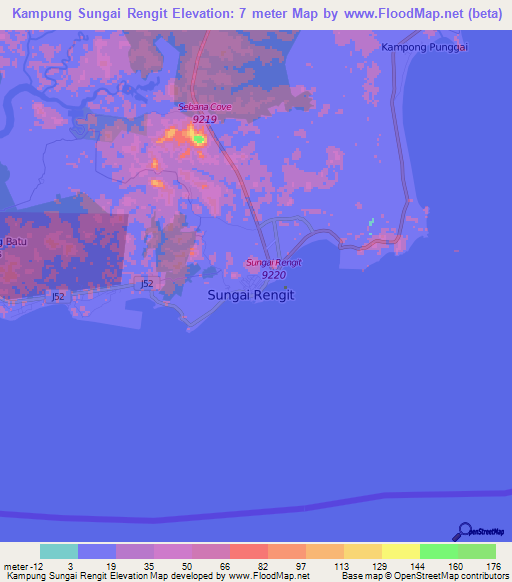 Kampung Sungai Rengit,Malaysia Elevation Map