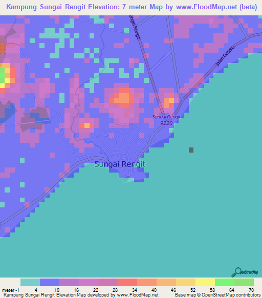 Kampung Sungai Rengit,Malaysia Elevation Map