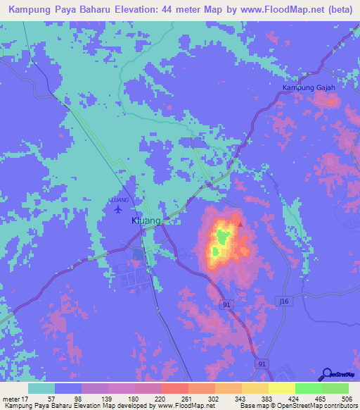 Kampung Paya Baharu,Malaysia Elevation Map