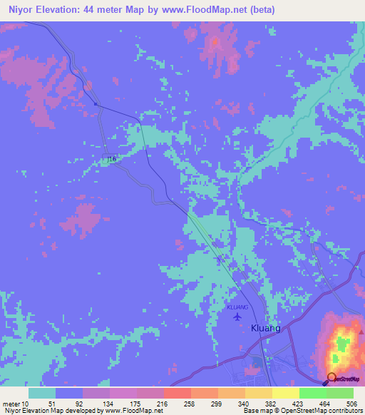 Niyor,Malaysia Elevation Map