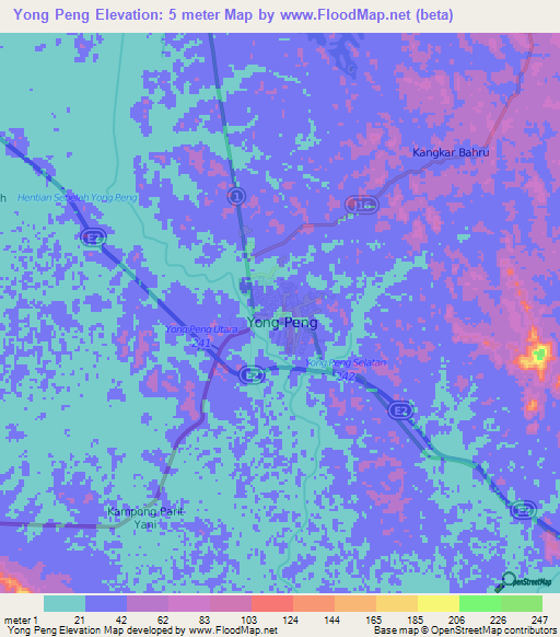 Yong Peng,Malaysia Elevation Map