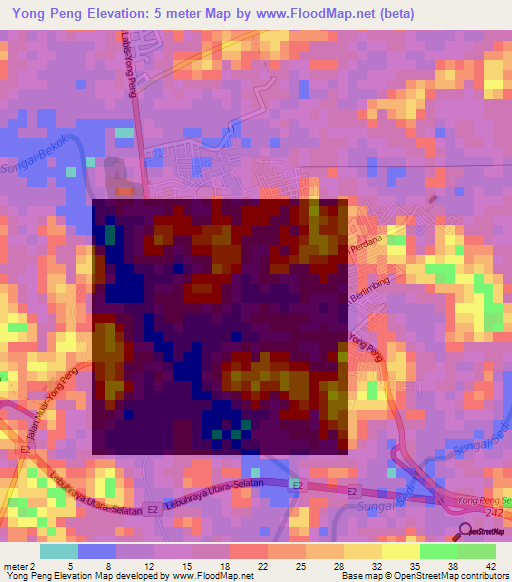 Yong Peng,Malaysia Elevation Map