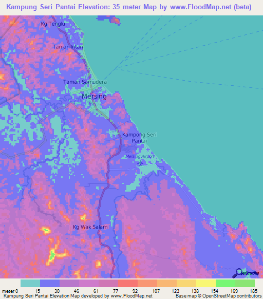 Kampung Seri Pantai,Malaysia Elevation Map