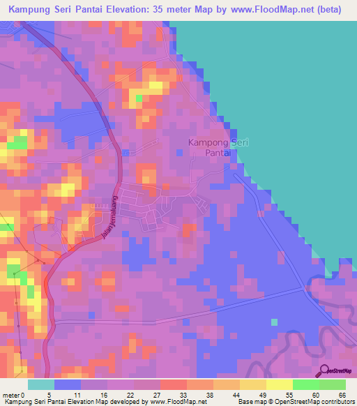 Kampung Seri Pantai,Malaysia Elevation Map