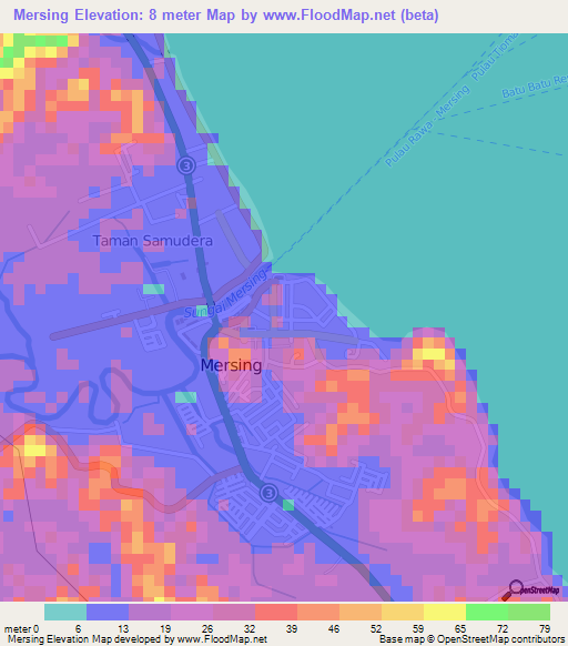 Mersing,Malaysia Elevation Map