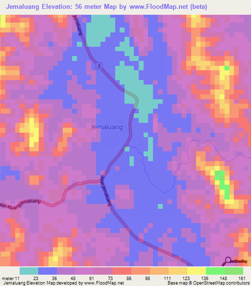 Jemaluang,Malaysia Elevation Map