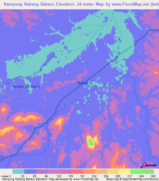 Kampung Kahang Baharu,Malaysia Elevation Map