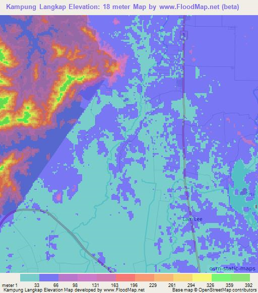 Kampung Langkap,Malaysia Elevation Map