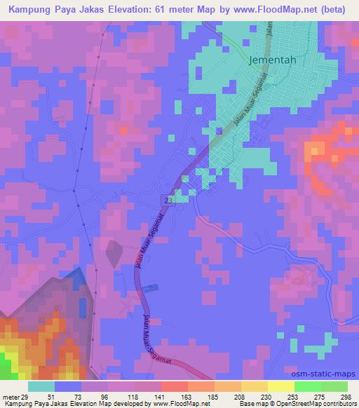 Kampung Paya Jakas,Malaysia Elevation Map