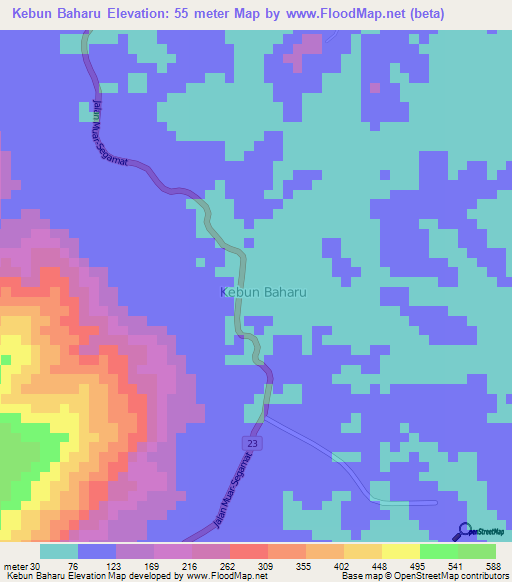 Kebun Baharu,Malaysia Elevation Map