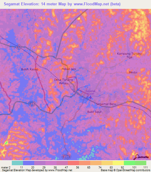 Segamat,Malaysia Elevation Map