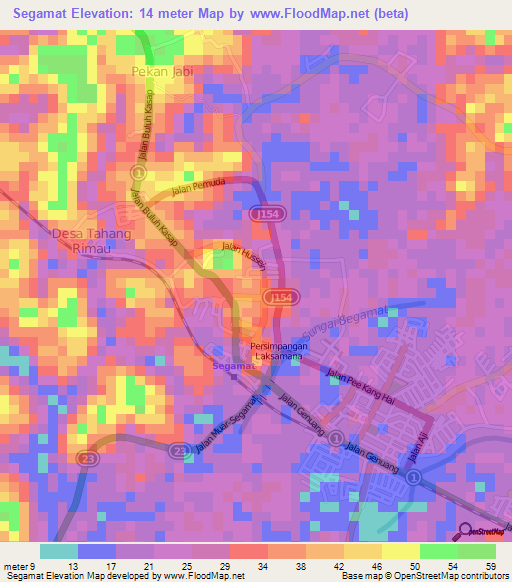 Segamat,Malaysia Elevation Map