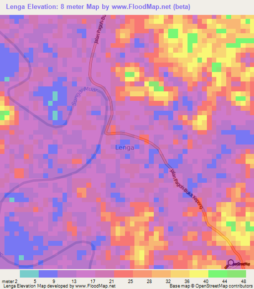 Lenga,Malaysia Elevation Map