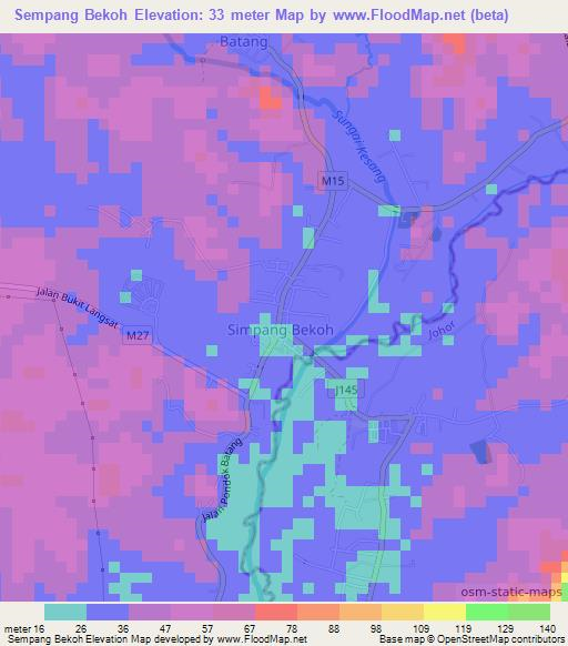 Sempang Bekoh,Malaysia Elevation Map