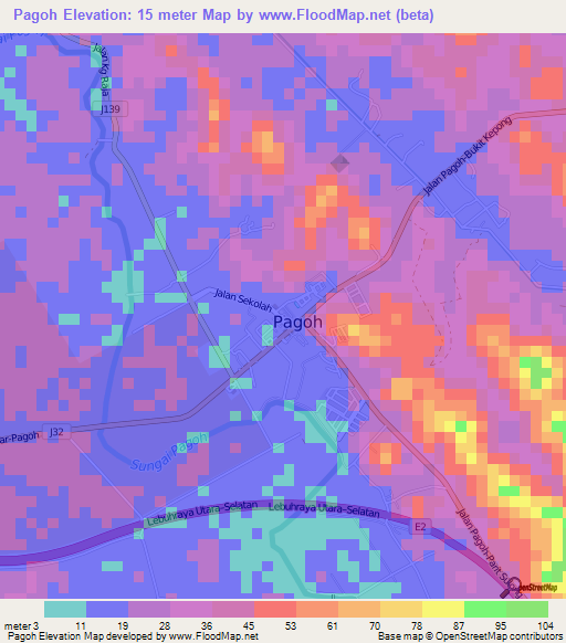 Pagoh,Malaysia Elevation Map