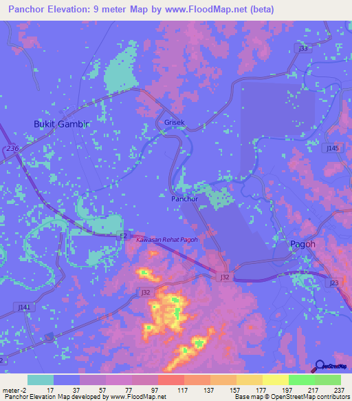 Panchor,Malaysia Elevation Map