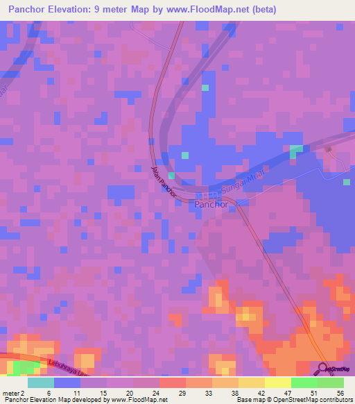 Panchor,Malaysia Elevation Map