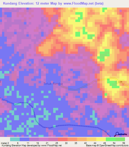 Kundang,Malaysia Elevation Map