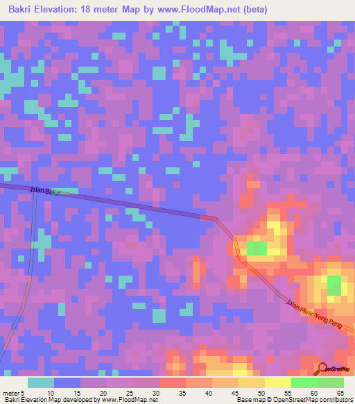 Bakri,Malaysia Elevation Map