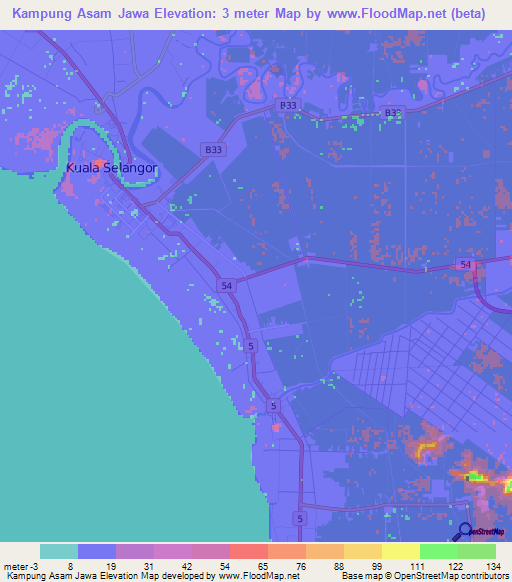 Kampung Asam Jawa,Malaysia Elevation Map