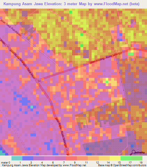 Kampung Asam Jawa,Malaysia Elevation Map