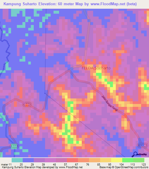 Kampung Suharto,Malaysia Elevation Map