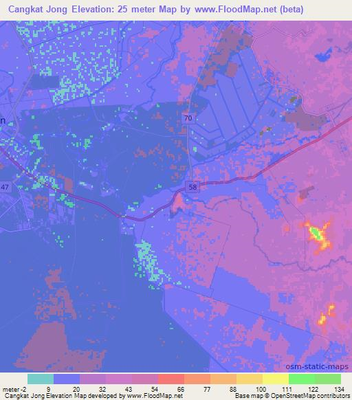 Cangkat Jong,Malaysia Elevation Map