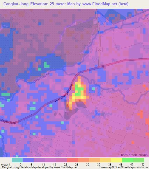 Cangkat Jong,Malaysia Elevation Map
