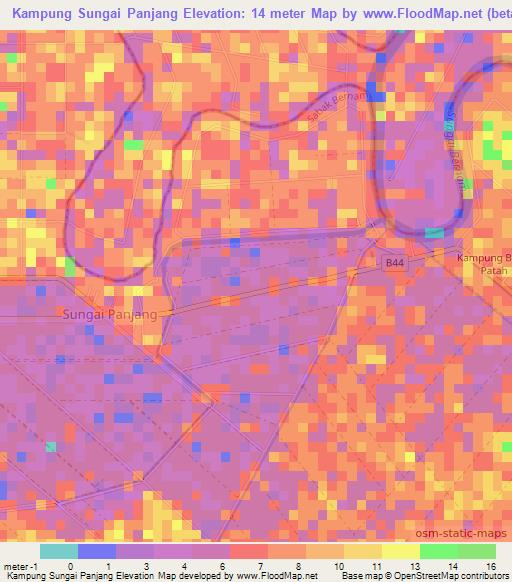 Kampung Sungai Panjang,Malaysia Elevation Map