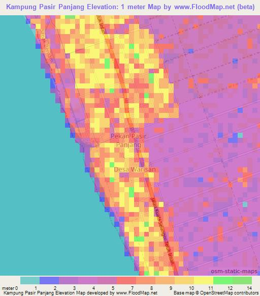 Kampung Pasir Panjang,Malaysia Elevation Map