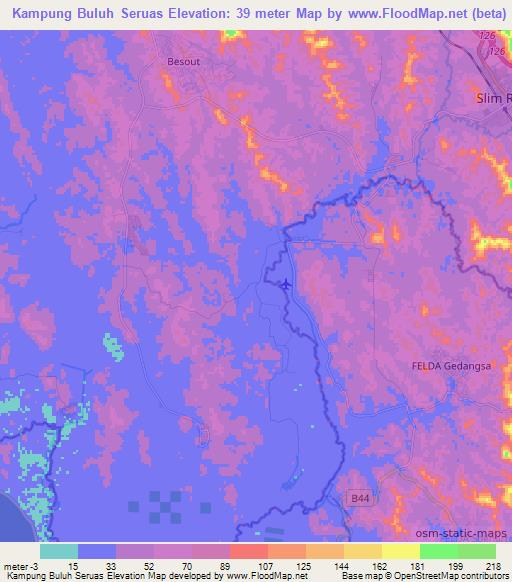 Kampung Buluh Seruas,Malaysia Elevation Map