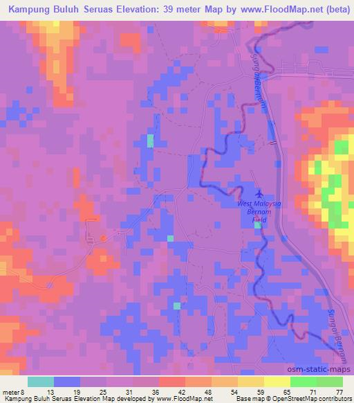 Kampung Buluh Seruas,Malaysia Elevation Map