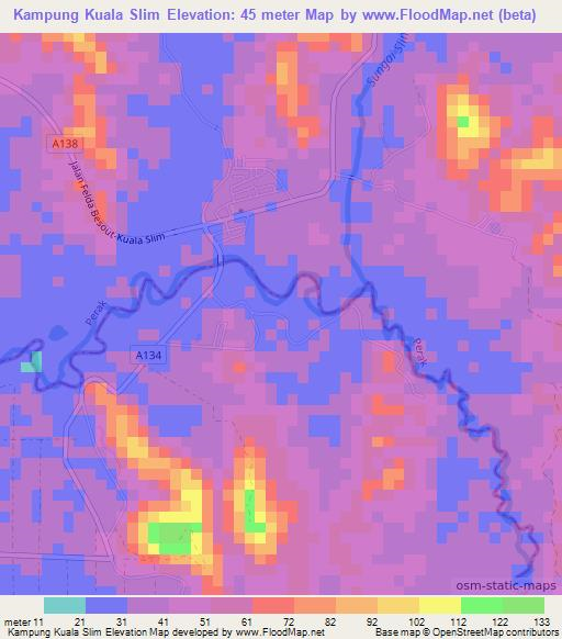 Kampung Kuala Slim,Malaysia Elevation Map