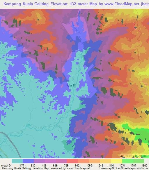 Kampung Kuala Geliting,Malaysia Elevation Map