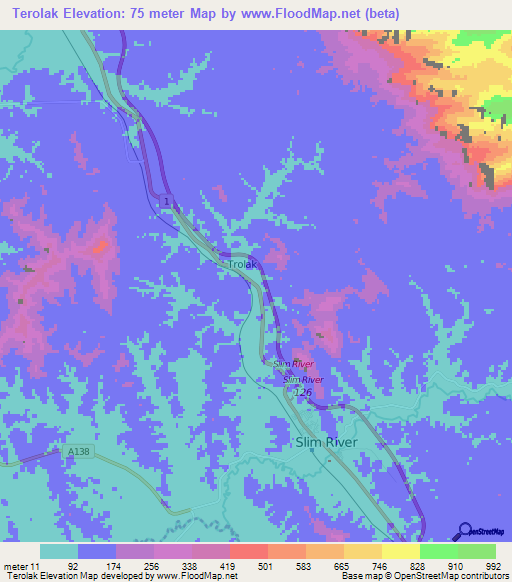 Terolak,Malaysia Elevation Map