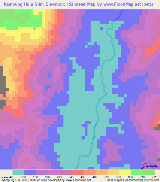 Kampung Hulu Slim,Malaysia Elevation Map