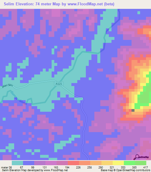 Selim,Malaysia Elevation Map