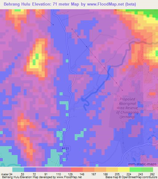 Behrang Hulu,Malaysia Elevation Map