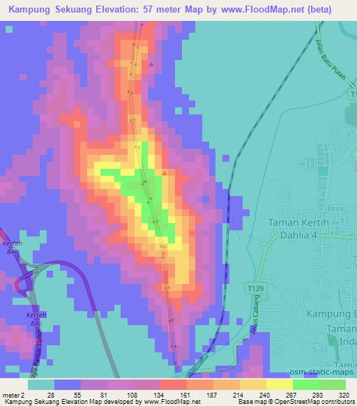 Kampung Sekuang,Malaysia Elevation Map