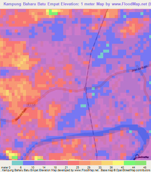 Kampung Baharu Batu Empat,Malaysia Elevation Map