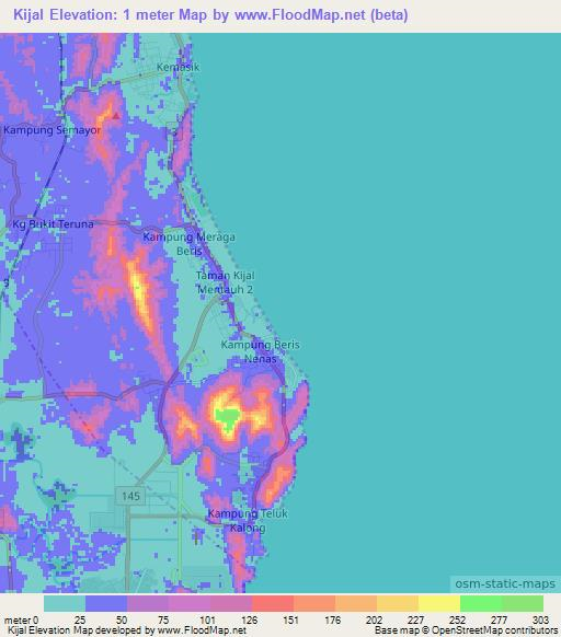 Kijal,Malaysia Elevation Map