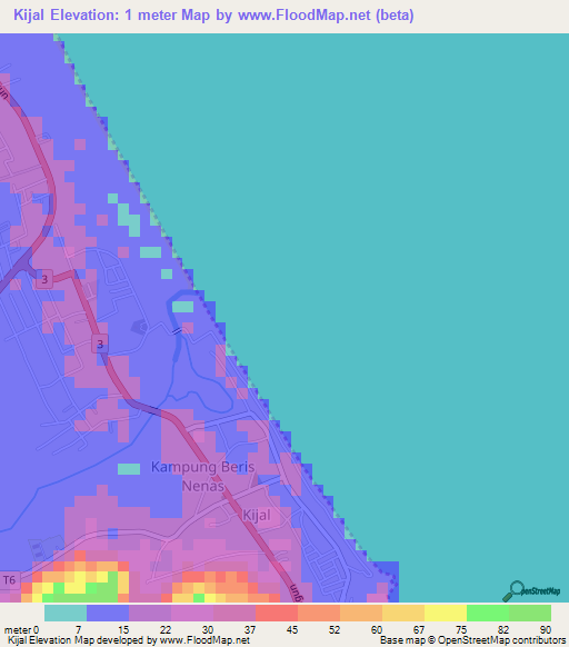 Kijal,Malaysia Elevation Map