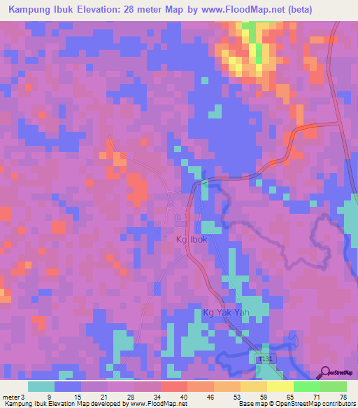 Kampung Ibuk,Malaysia Elevation Map