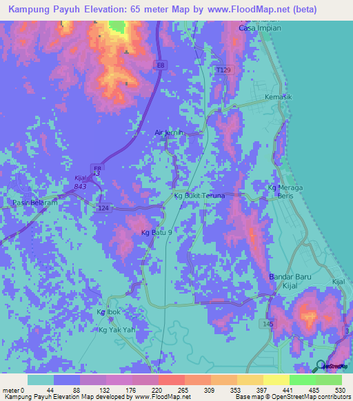 Kampung Payuh,Malaysia Elevation Map