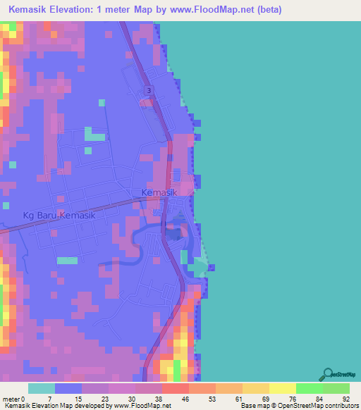 Kemasik,Malaysia Elevation Map