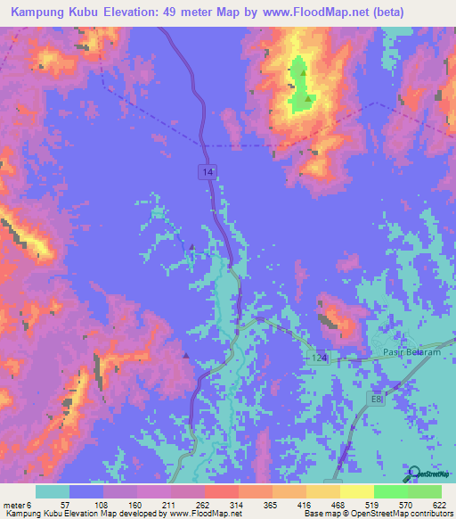 Kampung Kubu,Malaysia Elevation Map