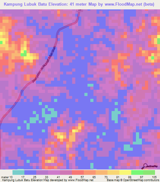 Kampung Lubuk Batu,Malaysia Elevation Map